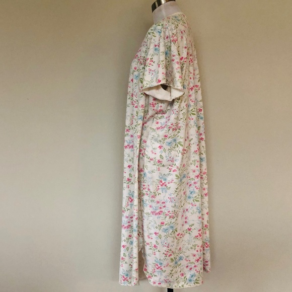 Nightgown Yellow Floral Large Short Sleeves Pullover SECRET TREASURES - Picture 6 of 7